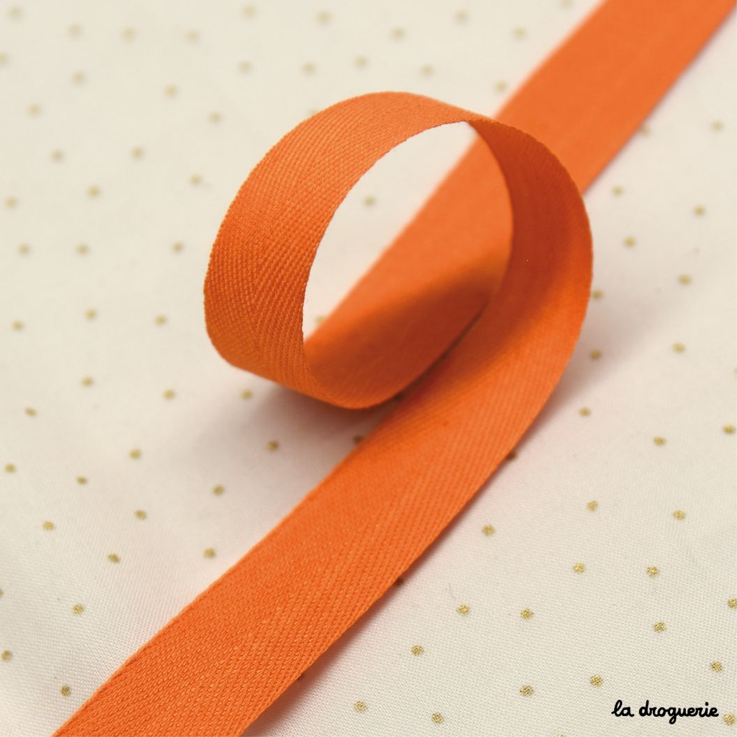 Ruban Sergé de coton 15 mm - Orange garance - La Droguerie